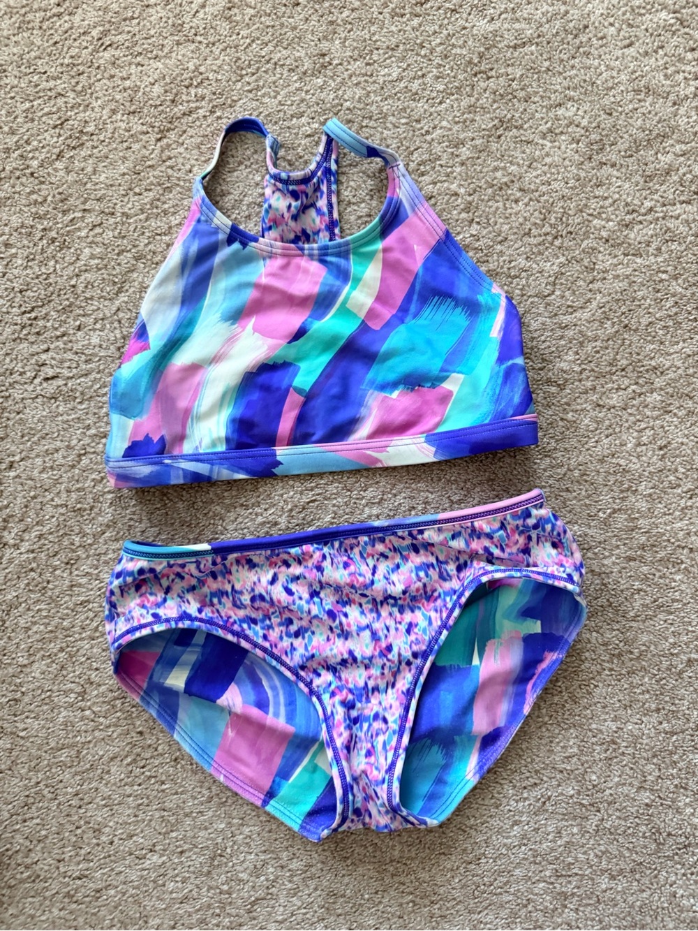 Athleta Girl Multicolor High-Neck Two-Piece Rebersible Swim Set